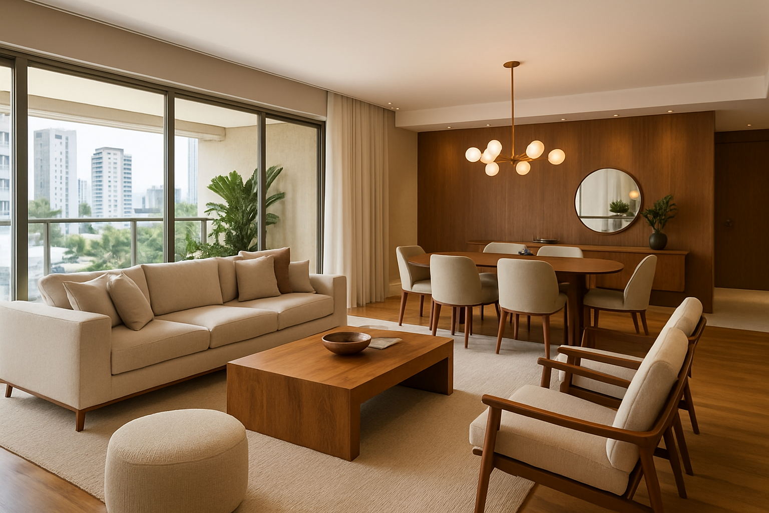 Apartamento de alto padrão em São José dos Campos com sala ampla e vista urbana