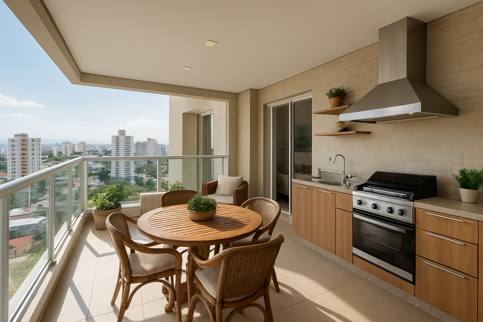 Apartamento com varanda gourmet em São José dos Campos integrado à sala de estar